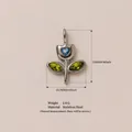 Ciondolo a fiore in acciaio inox con cuore blu e zirconi verdi, lunghezza 22 mm - Ciondolo Albero Verde (N. 11)