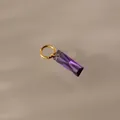 Elegante ciondolo rettangolare viola con pietra portafortuna e un anello dorato - Ciondolo di Febbraio (Colore Ametista)