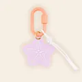 Summer ocean style starfish charm keychain with purple pendant and peach carabiner clasp - Light Blue Star