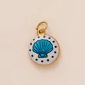 Stainless steel circular charm pendant with blue shell design for DIY jewelry making. - Blue Shell Round Style / Gold/Blue