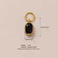 Kleine rechthoekige zwarte zirkoon hanger met 18K goud vergulde roestvrijstalen ring - Vierkante Zwarte Hanger Zonder Ketting / 10x5mm / Goud
