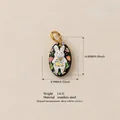 Detail view of cartoon rabbit stainless steel charm with measurements and weight info - Flower Dress Rabbit Oval Pendant / Pendant Only (No Chain)