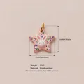 Detailed macro view of pink star pendant with cartoon bunny head and floral pattern - Lily Rabbit Pendant Only (Without Chain) / 15.6x15mm / Pink/Pentagram Rabbit