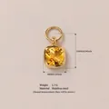Vierkante gele zirkoon hanger in 18K verguld roestvrij staal voor DIY - Gele Zirconia Vierkante Hanger Zonder Ketting / 10x8mm / Goud