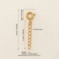 Gold plated stainless steel extender chain with spring clasp and detailed measurements - Seven Ring Bikini Chain