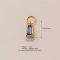 Blauwe zirkoon trapezium hanger van roestvrij staal met 18K goudlaag en maataanduiding - Lichtblauwe Trapezium Hanger Zonder Ketting / 10x5mm / Goud