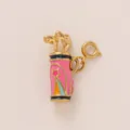 Detail of golf bag charm with pink enamel and gold-toned finish for jewelry making - Baseball Bag