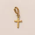 Detailed macro shot of a gold-plated stainless steel cross pendant accessory - Gold Cross