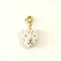 Hand-painted ceramic leopard head pendant with gold-tone spring clasp - White Leopard Pendant