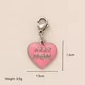 Pink heart-shaped stainless steel pendant 'Best Mom' with measurements 1.5cm and 3.9g weight. - Pink BEST MOM Heart Pendant
