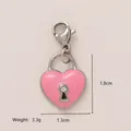 Detailed size and weight view of a pink enamel heart lock charm pendant for DIY jewelry - Pink Heart Lock Pendant
