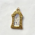 Artistic gold-tone stainless steel pendant with blue ceramic nude figure - Square Portrait Pendant