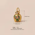 Vintage bell pendant with colorful floral patterns, gold plated stainless steel jewelry - No.6 Painted Vase Pendant Only (Without Chain)