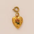 Gold stainless steel heart pendant with red rose engraving for DIY jewelry accessories - Rose Heart Pendant