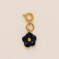 Elegante ciondolo a forma di margherita nera smaltata con finitura oro per costumi - Black Flower Pendant