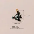Handmade black enamel swallow bird pendant with white bow design, copper DIY jewelry part - No.2 Black Bird Pendant with White Bow