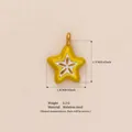 Pendentif carambole en acier inoxydable et émail jaune avec dimensions - Pendentif carambole uniquement (sans chaîne) / Or