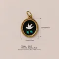 Pendentif ovale en acier inoxydable doré avec motif colombe blanche sur émail - Pendentif Seul Peinture à l'Huile Colombe Vintage n°11 (Sans Chaîne)