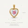 Elegant heart shaped pendant featuring a pink rose enamel design in gold plated finish - Style 4 Heart Rose Pendant Only (Without Chain)