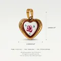 Dettaglio del ciondolo a rosa a forma di cuore in acciaio inossidabile placcato oro 18K - Stile 6 Ciondolo Rosa a Doppio Strato Solo (Senza Catena)
