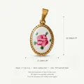 Detailed view of a vintage floral oval pendant in PVD gold plated stainless steel - No.7 Oval Rose Pendant Accessory / Gold