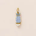 Künstlerischer Keramik-Fischanhänger mit blau-goldenen Schuppen für DIY-Schmuck - Nr. 14 Kleiner Fisch Anhänger