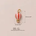 Macro view of red striped hot air balloon copper pendant with product measurements - No. 4 Hot Air Balloon Pendant