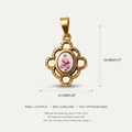 Elegante ciondolo a forma di rosa ovale in acciaio inossidabile placcato oro 18K - Stile 9 Ciondolo Rosa Quadrato Solo (Senza Catena)