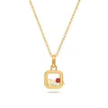 Elegante collana a medaglione quadrato in oro 18 carati con lettera Z cuore e gemma rossa - Medaglione Quadrato Trasparente / Collana