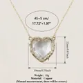 Elegant gold-plated copper necklace with a large clear transparent heart pendant. - Heart White Zircon Glass Locket Necklace / Locket Only (Without Accessories) / White