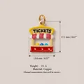 Detailed view of a colorful ticket booth charm with precise size and weight measurements. - No. 8 Game Console Pendant