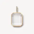 Pendentif médaillon en or taille émeraude avec fenêtre claire et pierres - Médaillon Transparent Rectangle