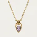 Close-up of purple teardrop zircon pendant on a gold plated horseshoe bail - Light Purple