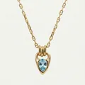 Detailed view of an 18K gold plated necklace with a pear-cut blue zirconia pendant - Light Blue