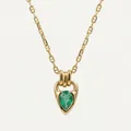 Detailed close-up of 18K gold plated necklace with green teardrop zircon pendant - Green