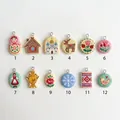 Collection of twelve Russian folk art style charms featuring dolls, houses and flowers - Pendant Only (Without Chain) - Pink Russian Doll (1) / Pink