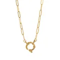 Elegant gold stainless steel paperclip chain necklace with unique round spring clasp - Paperclip Sailor Clasp Chain / 40+5cm / Gold