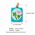 Blue square pendant with clover and heart patterns, 18K gold plated copper material - Clover Pendant