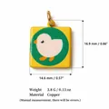 Copper chick pendant charm with 18K gold plating showing dimensions and weight - 3 Chick Pendant - Double-sided Printing (Pendant Only (Without Chain))