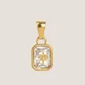 Elegant 18k gold plated square zircon pendant featuring a unique starburst motif design. - April (Gold Color)