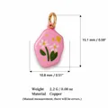 Dopamine style pink enamel flower pendant charm made of copper with 18K gold plating - 5 Pink Flower Pendant - Double-sided Printing (Pendant Only (Without Chain))