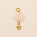 Colgante de bricolaje de acero inoxidable dorado con nube rosa y estrella de pedrería - Colgante de Nube Rosa y Estrella