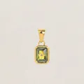 Pendentif carré élégant en acier inoxydable doré 18 carats orné d'un zircon vert et étoile - Août (Couleur Or)