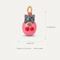 Grazioso ciondolo a forma di gatto grigio in ciotola di ciliegie rosa per gioielli fai da te - 4 Gatto Ciliegia Ciondolo Solo (Senza Catena)