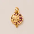 Golden sun face charm pendant with pink sparkling gemstones for beach bikini accessories - Blue Whale