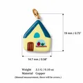 Colorful dopamine style house shaped copper pendant with 18k gold plating details - House Shaped Pendant (11) (Pendant Only (Without Chain))