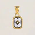 Pendentif carré en zircon et acier inoxydable plaqué or 18 carats avec étoile à huit branches - Décembre (Couleur Or)