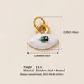Piccolo ciondolo malocchio in acciaio inossidabile dorato con smalto bianco per DIY - Malocchio Blu