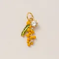 Exklusiver Mimosen-Blütenanhänger mit gelben Perlen und Kristall für feines Schmuckdesign - Einzelner Anhänger (Ohne Kette) / Zirkonia Trauben