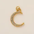 Gold crescent moon pendant charm with white rhinestones for swimwear and jewelry accessories - Rhinestone Moon Pendant